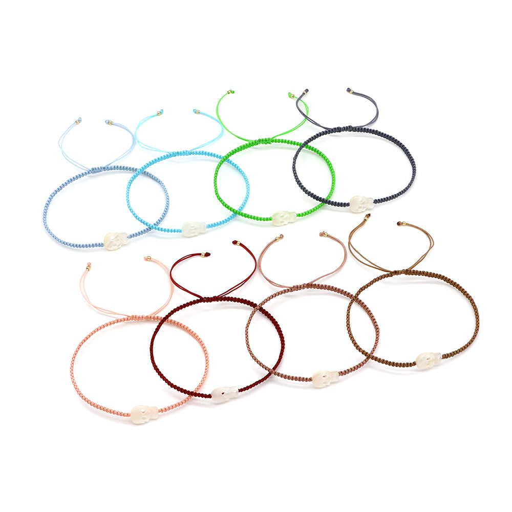 Handmade Customizable Shell Charm Bracelet With Cotton Wire