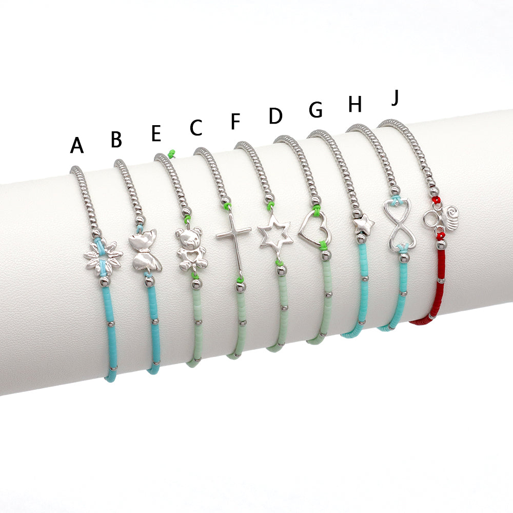 Handmade Customizable Miyuki Beads Bracelet With 925 Silver Charm
