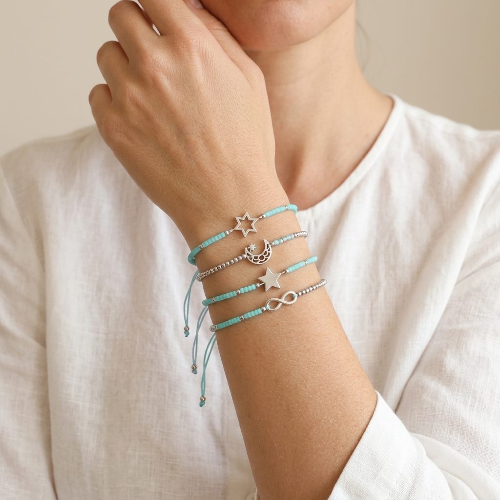 Handmade Customizable Miyuki Beads Bracelet With 925 Silver Charm