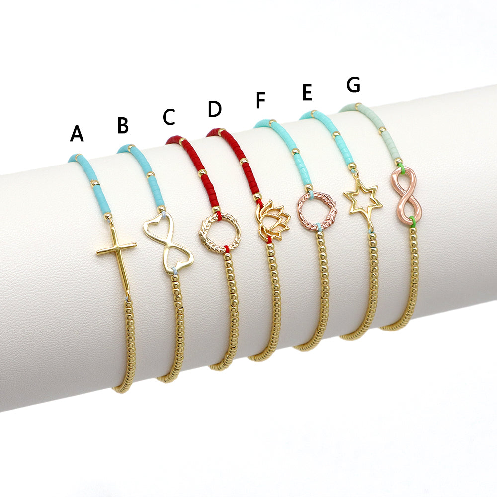 Handmade Customizable Miyuki Beads Bracelet With 925 Silver Charm