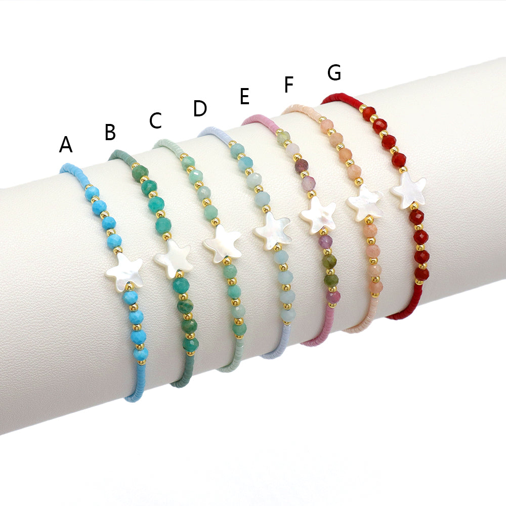 Handmade Customizable Miyuki Beads Bracelet With Natural Stone Shell Charm