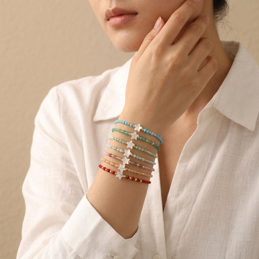 Handmade Customizable Miyuki Beads Bracelet With Natural Stone Shell Charm