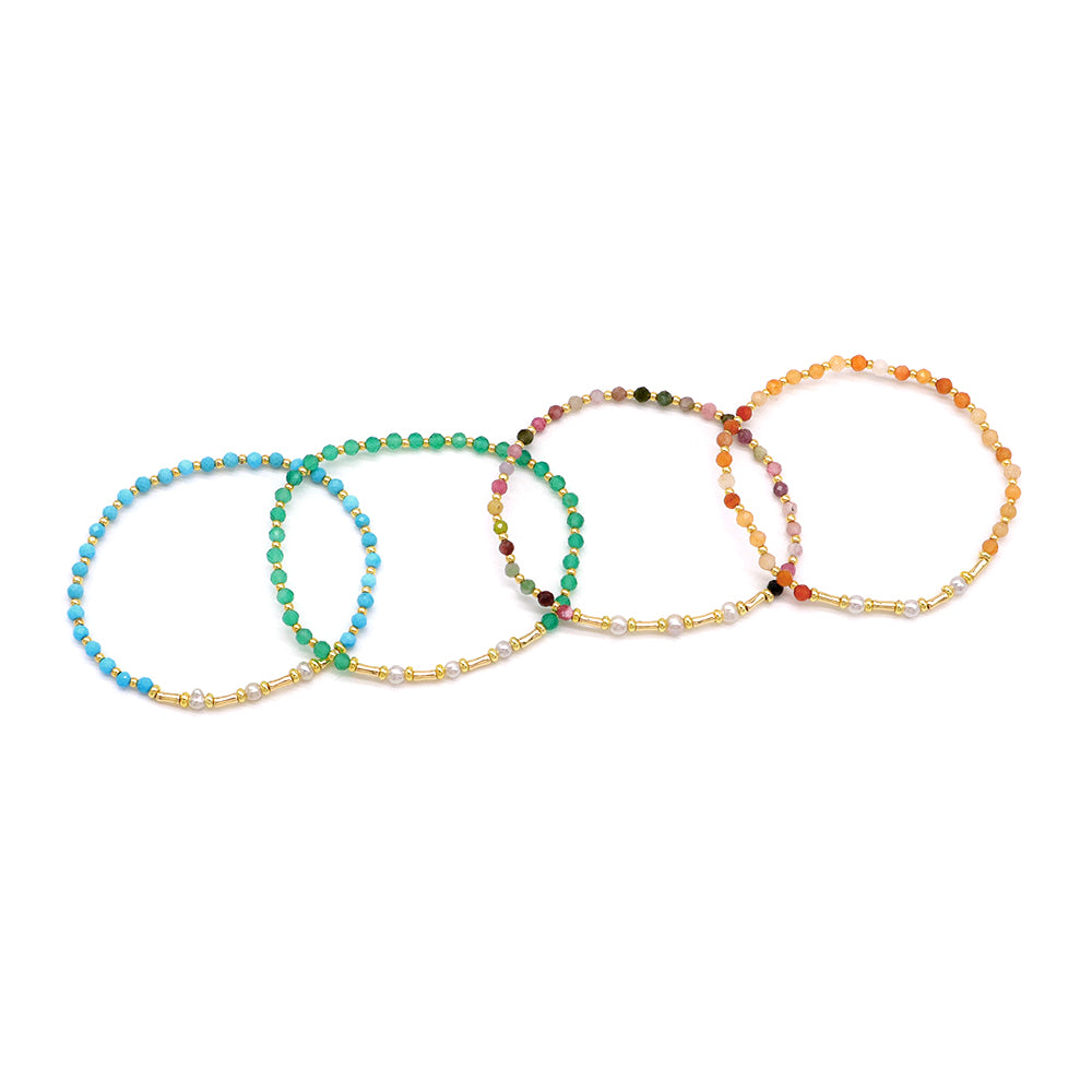 Handmade Customizable Natural Stone Bracelet With Fresh Water Pearl