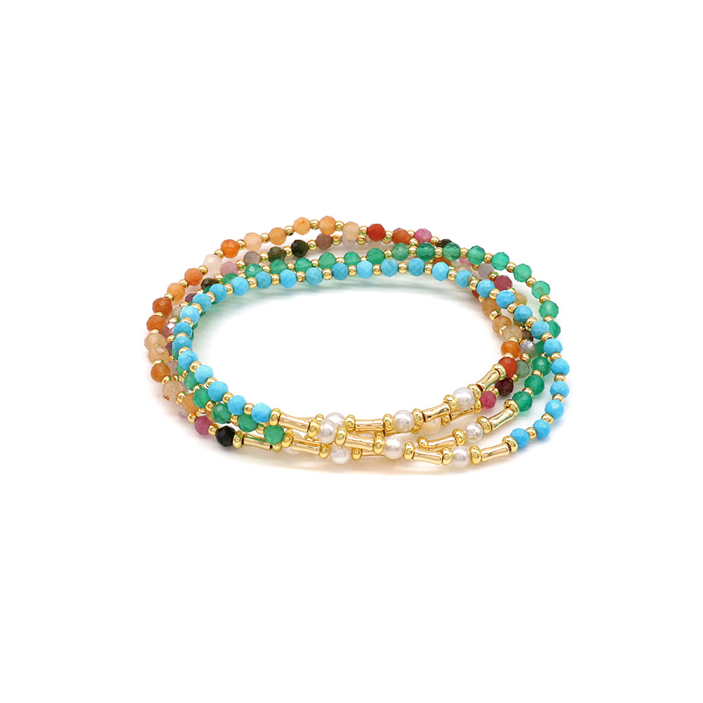 Handmade Customizable Natural Stone Bracelet With Fresh Water Pearl