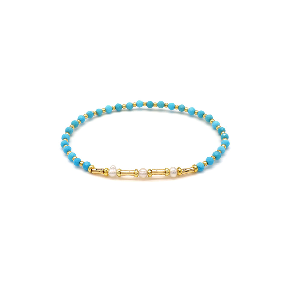 Handmade Customizable Natural Stone Bracelet With Fresh Water Pearl