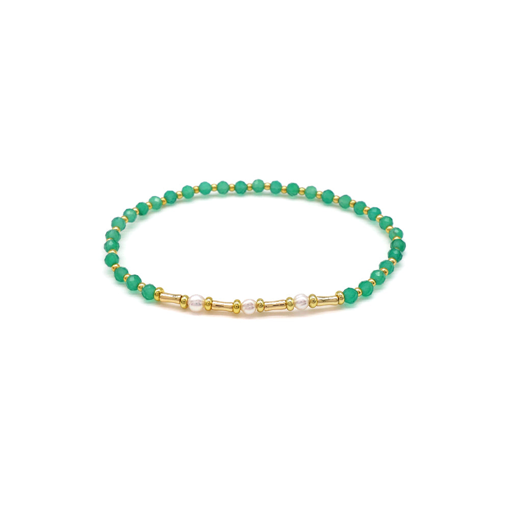Handmade Customizable Natural Stone Bracelet With Fresh Water Pearl