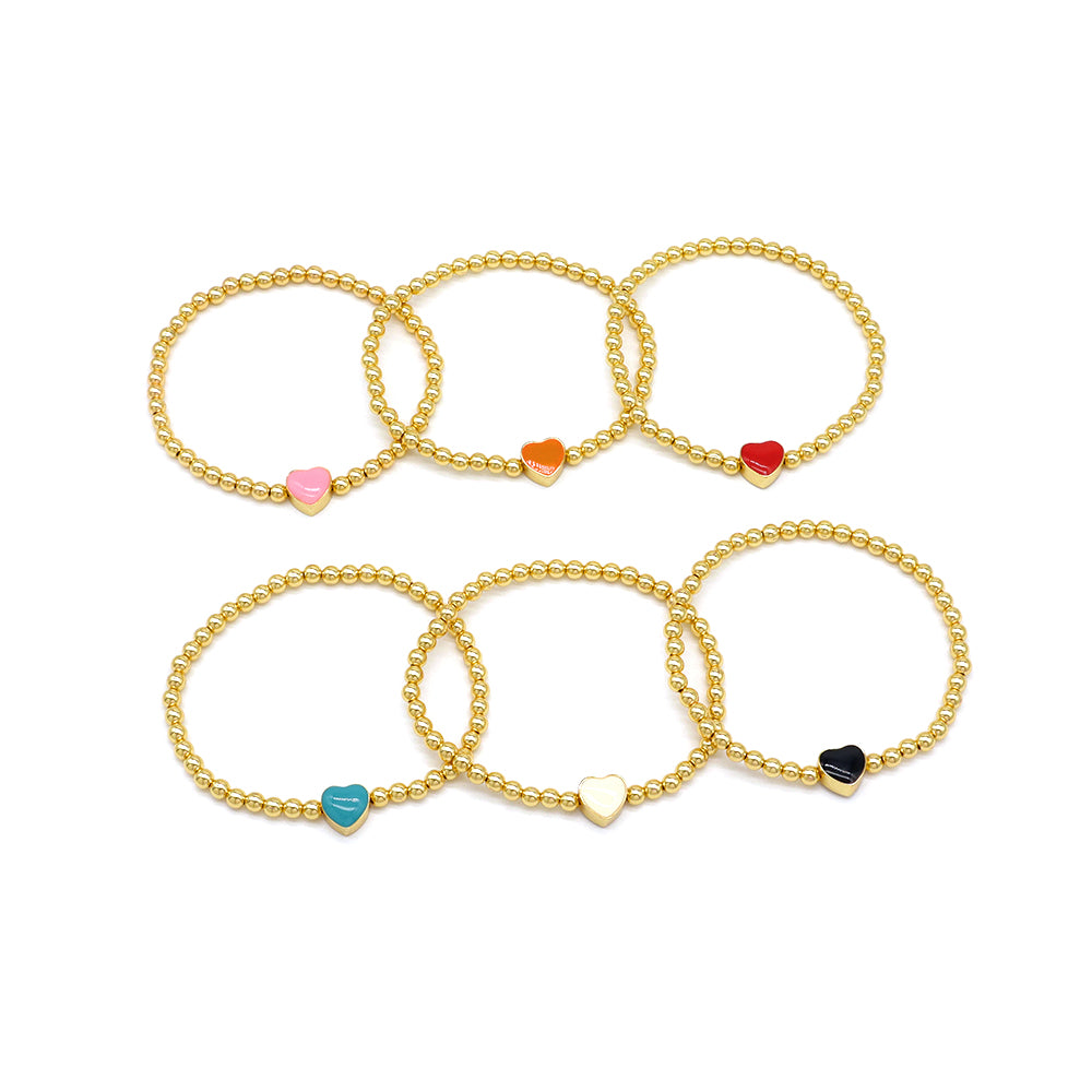 Handmade Customizable Brass Beads Bracelet With Enamel Charms