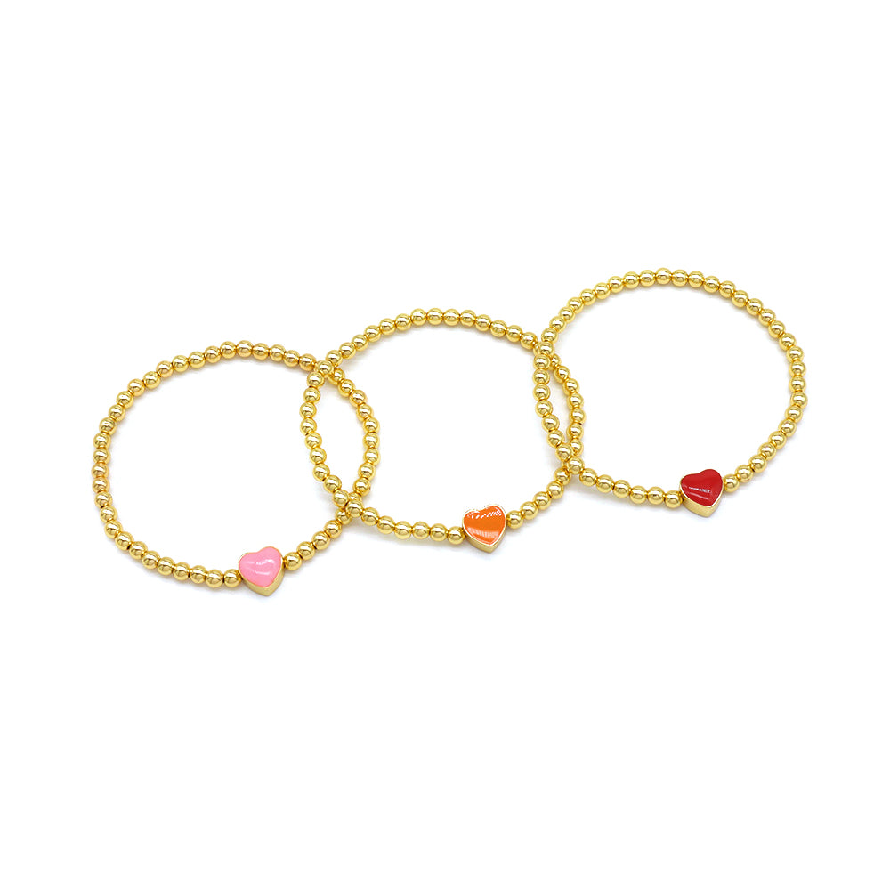 Handmade Customizable Brass Beads Bracelet With Enamel Charms