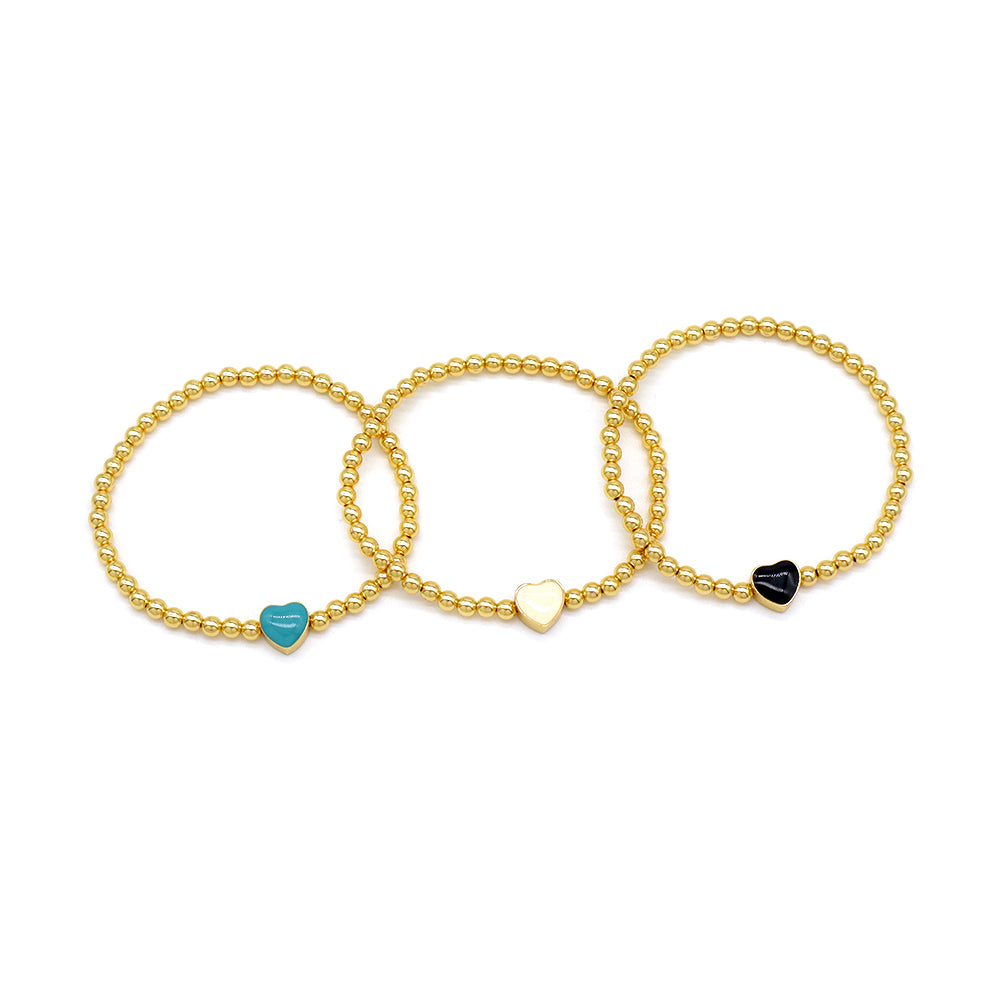Handmade Customizable Brass Beads Bracelet With Enamel Charms