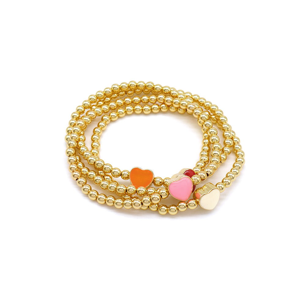 Handmade Customizable Brass Beads Bracelet With Enamel Charms