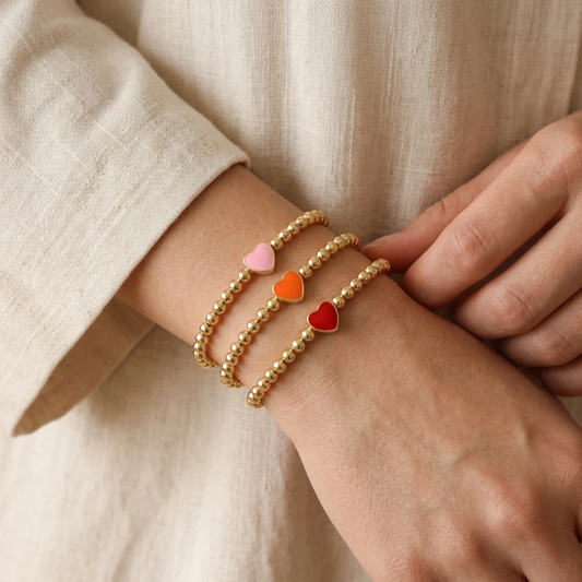 Handmade Customizable Brass Beads Bracelet With Enamel Charms