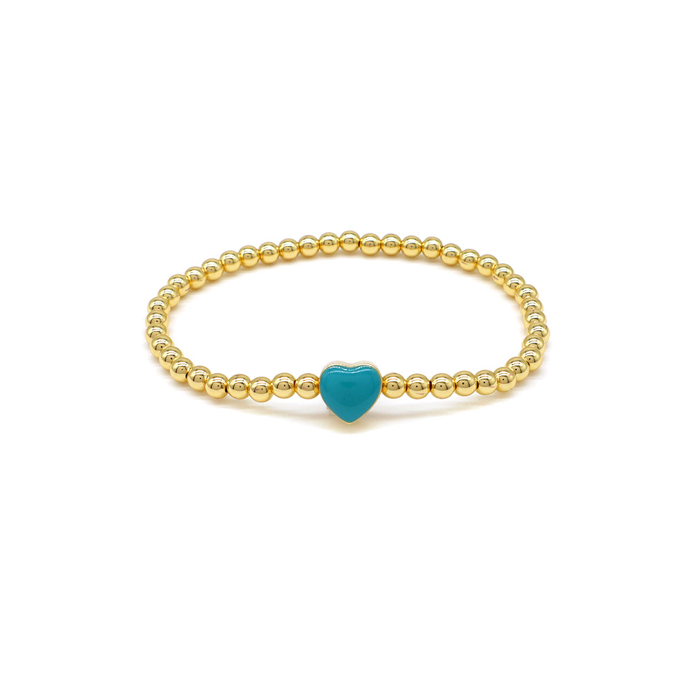 Handmade Customizable Brass Beads Bracelet With Enamel Charms