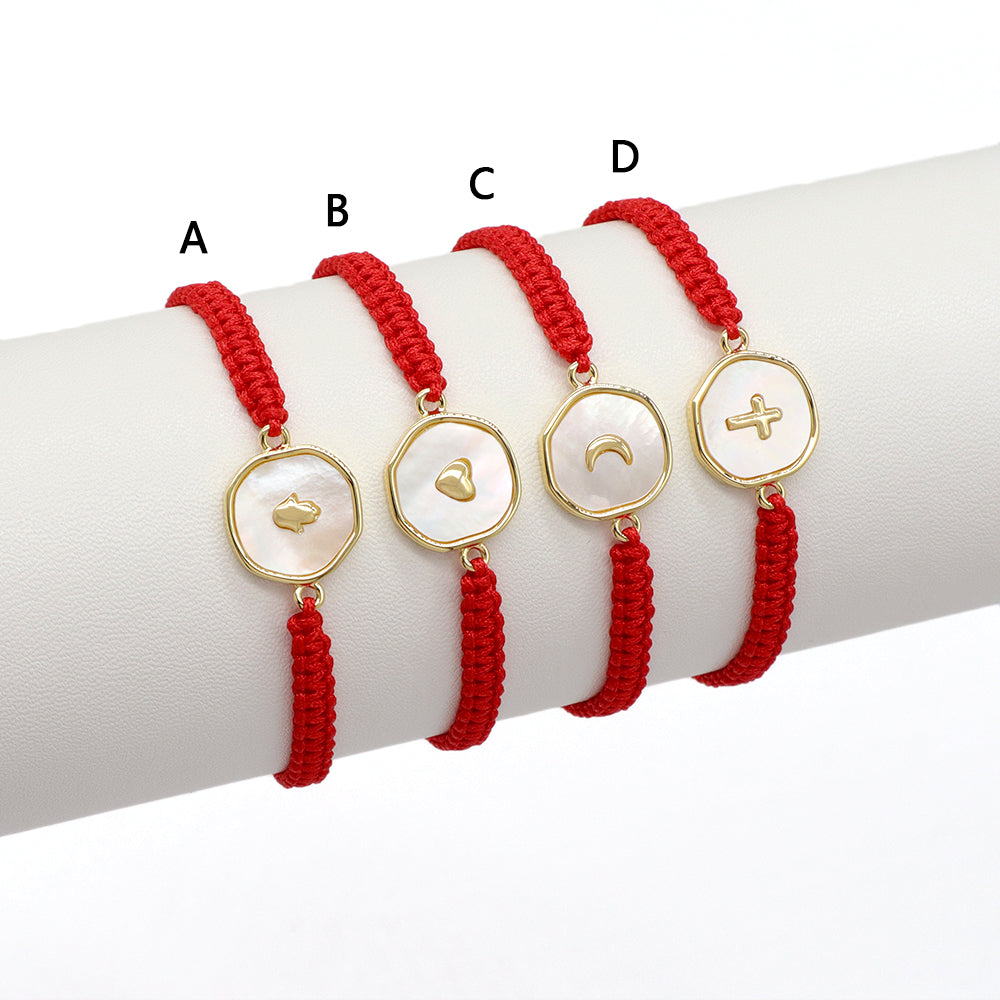 Handmade Customizable Shell Charm Bracelet With Cotton Wire
