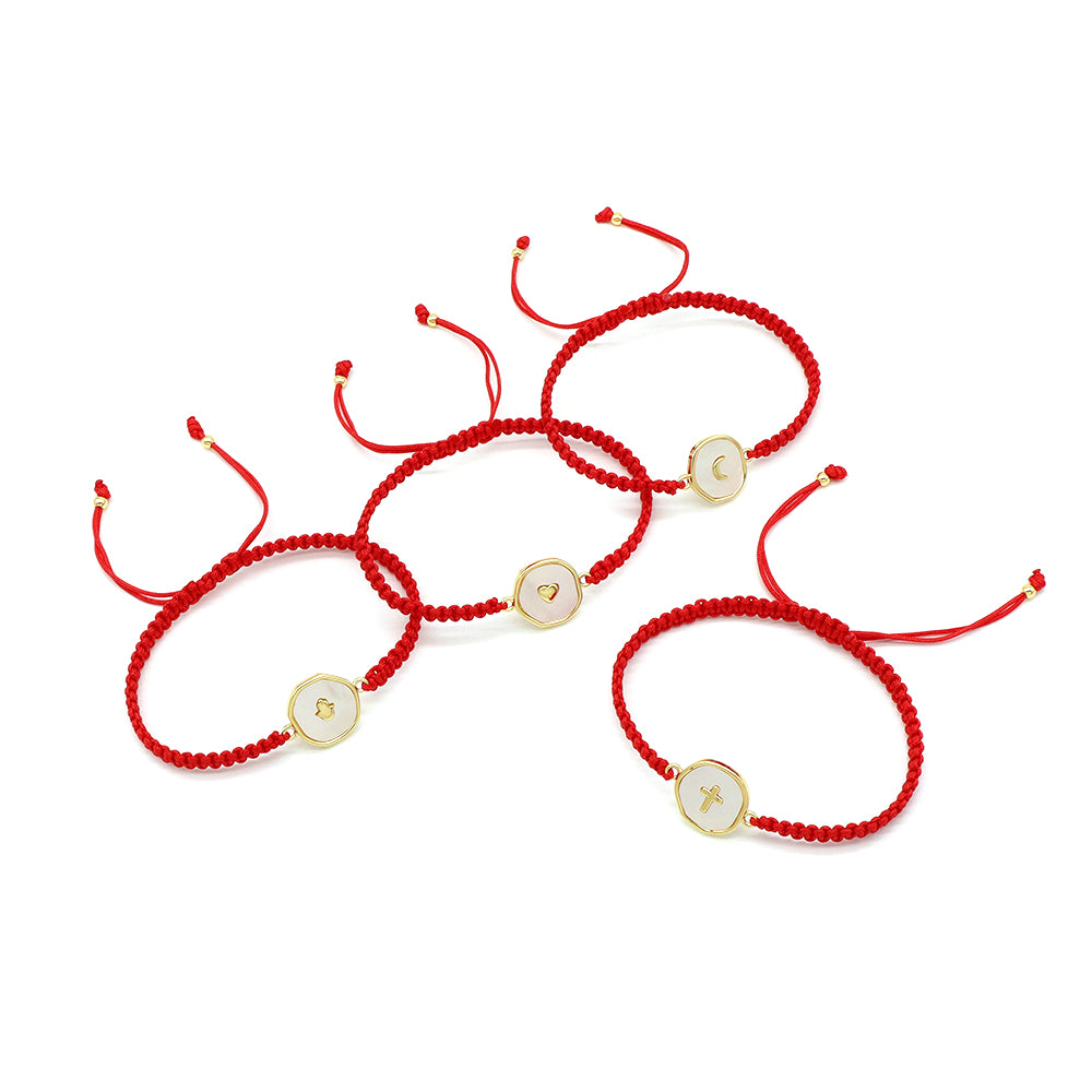 Handmade Customizable Shell Charm Bracelet With Cotton Wire