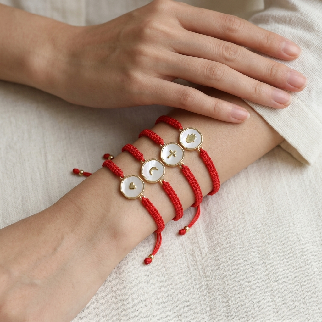 Handmade Customizable Shell Charm Bracelet With Cotton Wire