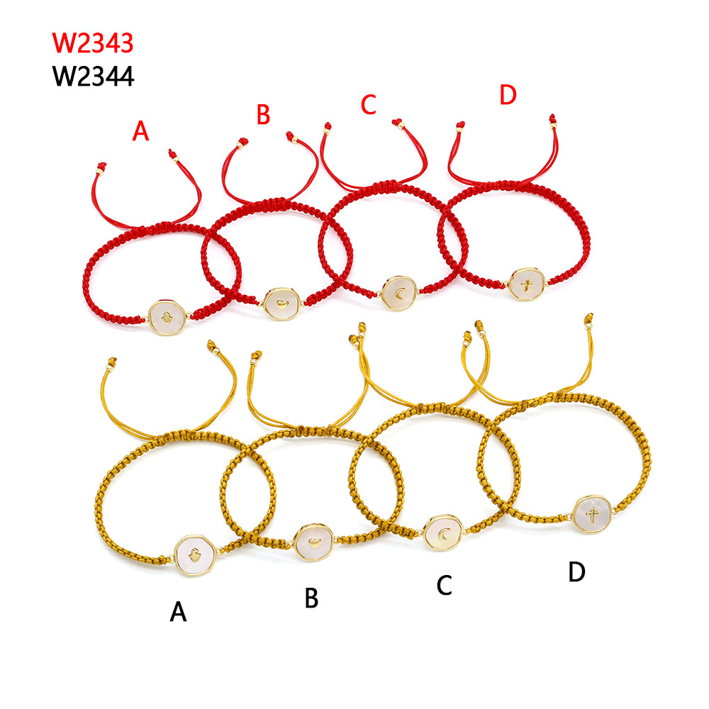 Handmade Customizable Shell Charm Bracelet With Cotton Wire
