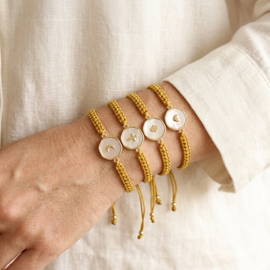 Handmade Customizable Shell Charm Bracelet With Cotton Wire