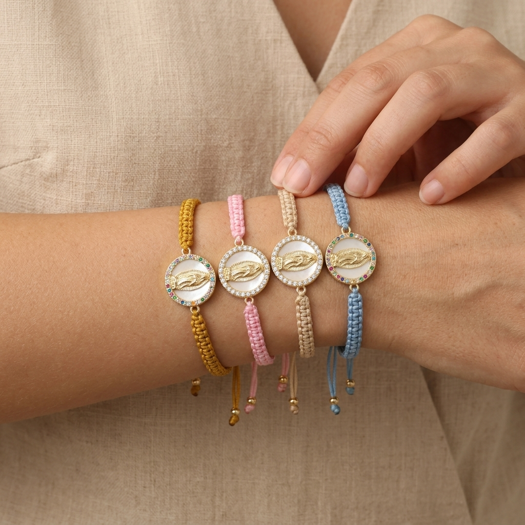 Handmade Customizable Shell Charm Bracelet With Cotton Wire