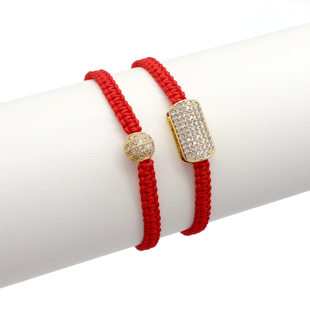 Handmade Customizable Brass Charm Bracelet With Cotton Wire