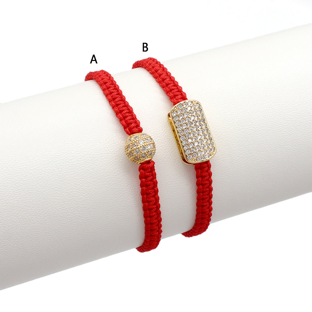 Handmade Customizable Brass Charm Bracelet With Cotton Wire