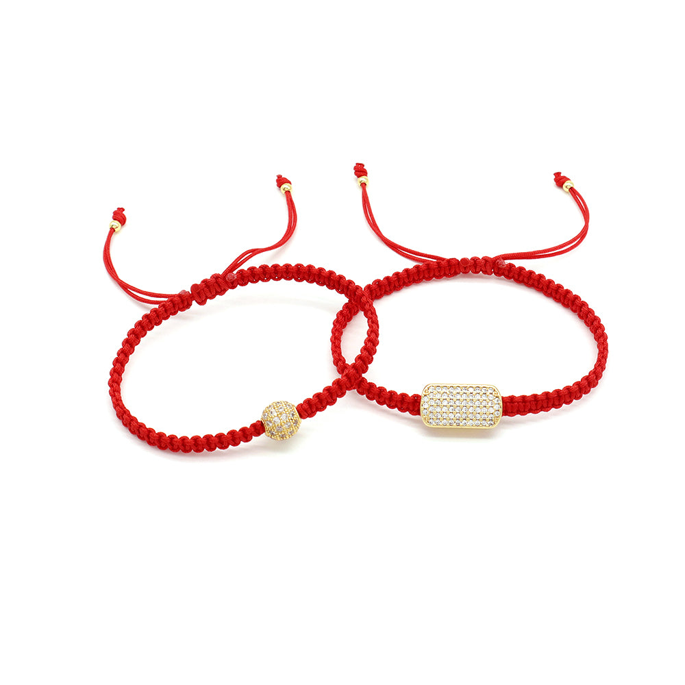 Handmade Customizable Brass Charm Bracelet With Cotton Wire
