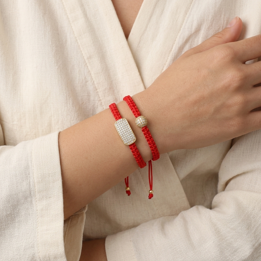 Handmade Customizable Brass Charm Bracelet With Cotton Wire