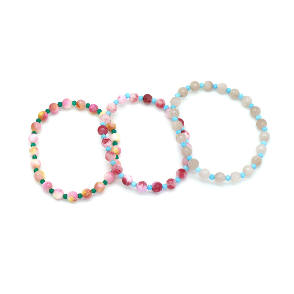 Handmade Customizable Natural Stone(3mm+6mm) Beads Bracelet