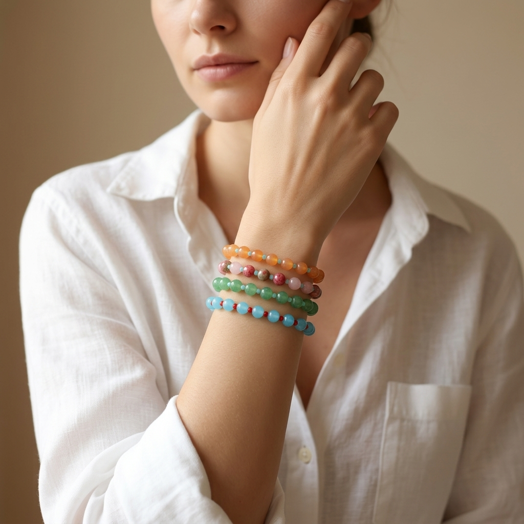 Handmade Customizable Natural Stone(3mm+6mm) Beads Bracelet