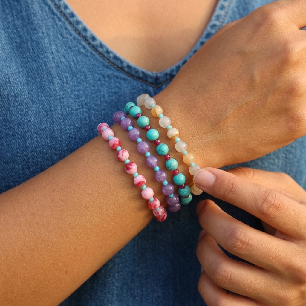 Handmade Customizable Natural Stone(3mm+6mm) Beads Bracelet
