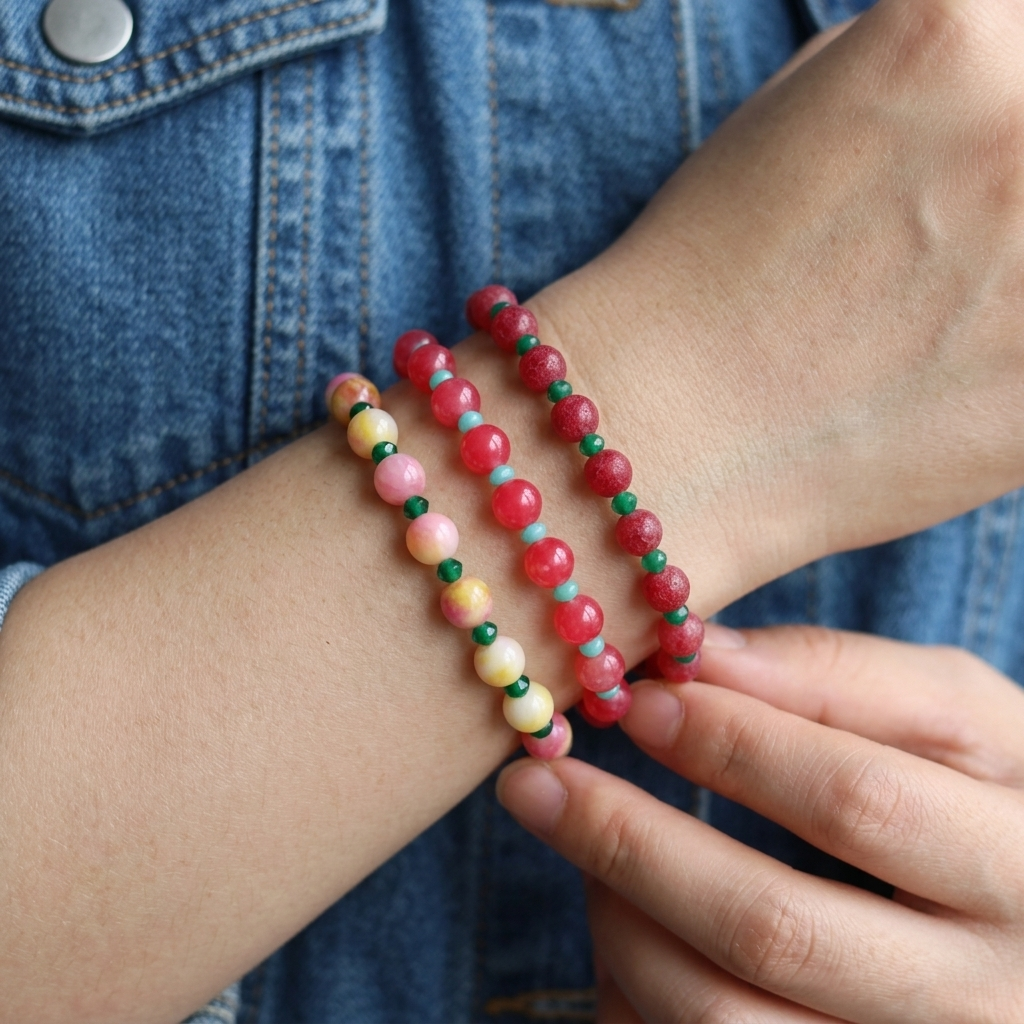 Handmade Customizable Natural Stone(3mm+6mm) Beads Bracelet
