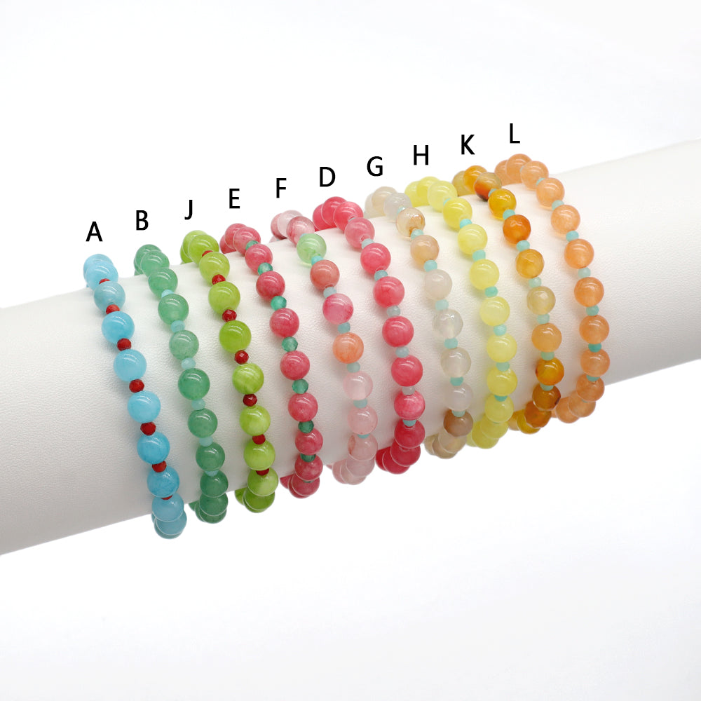 Handmade Customizable Natural Stone(3mm+6mm) Beads Bracelet