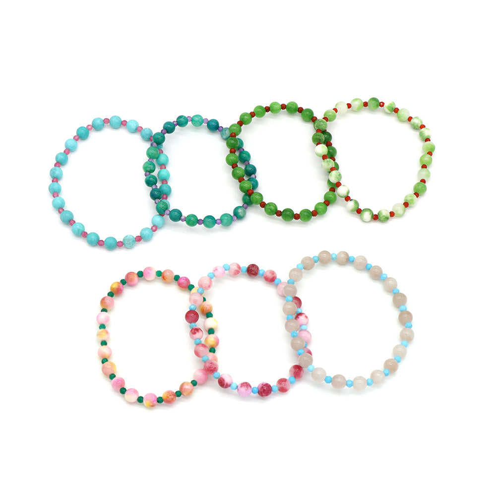 Handmade Customizable Natural Stone(3mm+6mm) Beads Bracelet