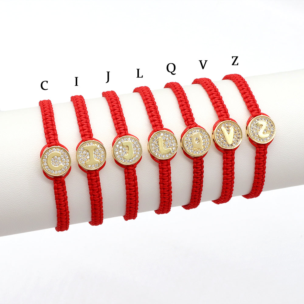 Handmade Customizable Brass Charm Bracelet With Cotton Wire