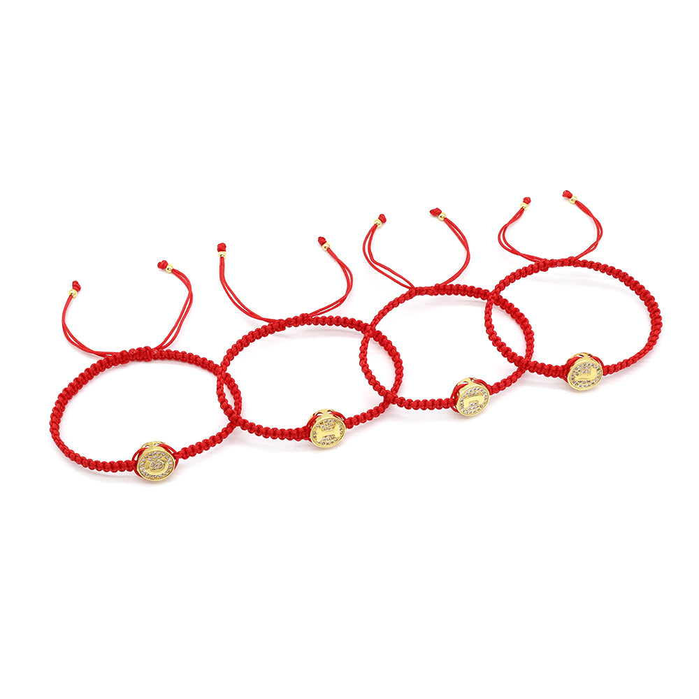 Handmade Customizable Brass Charm Bracelet With Cotton Wire