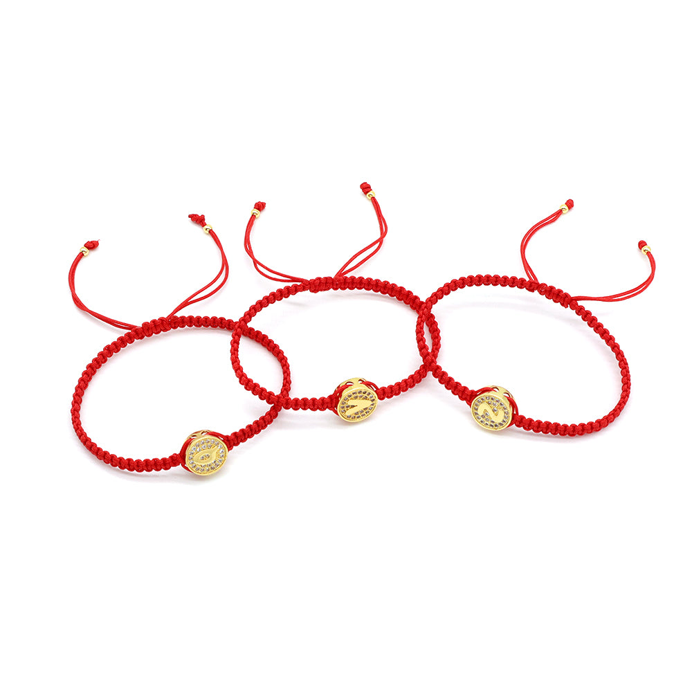 Handmade Customizable Brass Charm Bracelet With Cotton Wire
