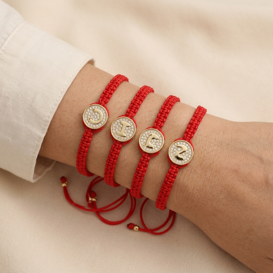 Handmade Customizable Brass Charm Bracelet With Cotton Wire