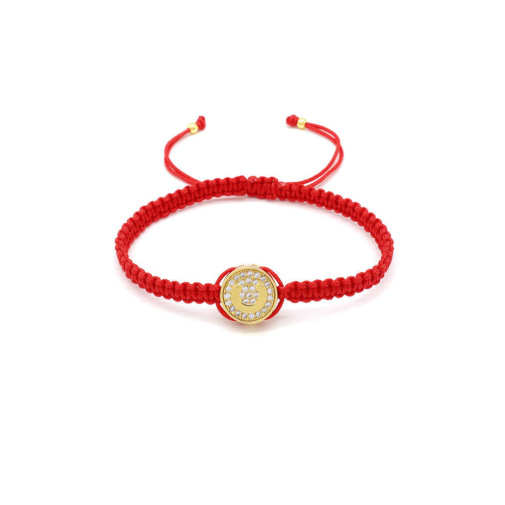 Handmade Customizable Brass Charm Bracelet With Cotton Wire