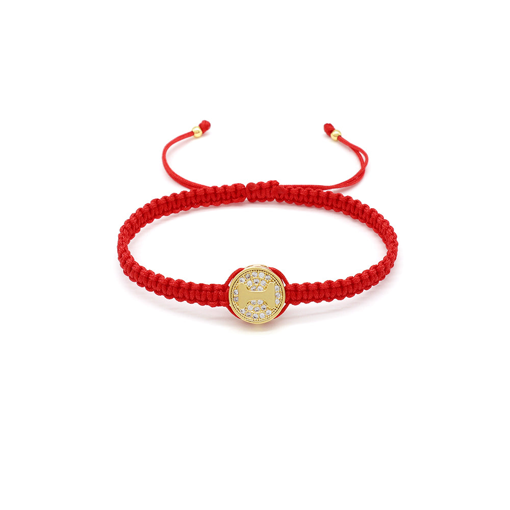 Handmade Customizable Brass Charm Bracelet With Cotton Wire