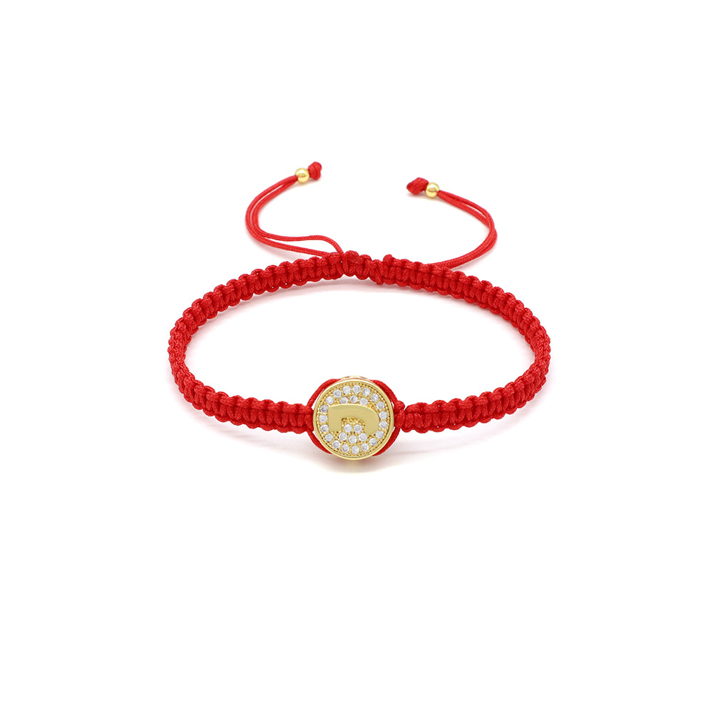 Handmade Customizable Brass Charm Bracelet With Cotton Wire