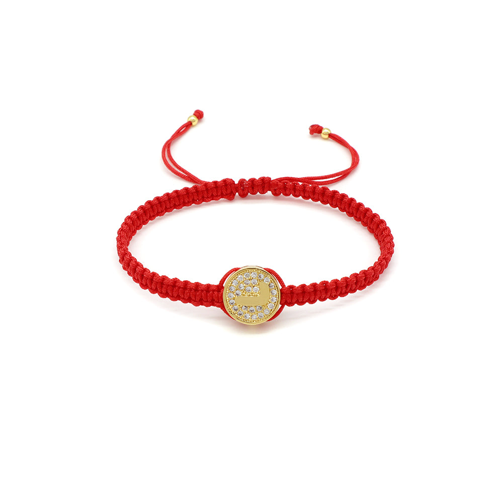Handmade Customizable Brass Charm Bracelet With Cotton Wire