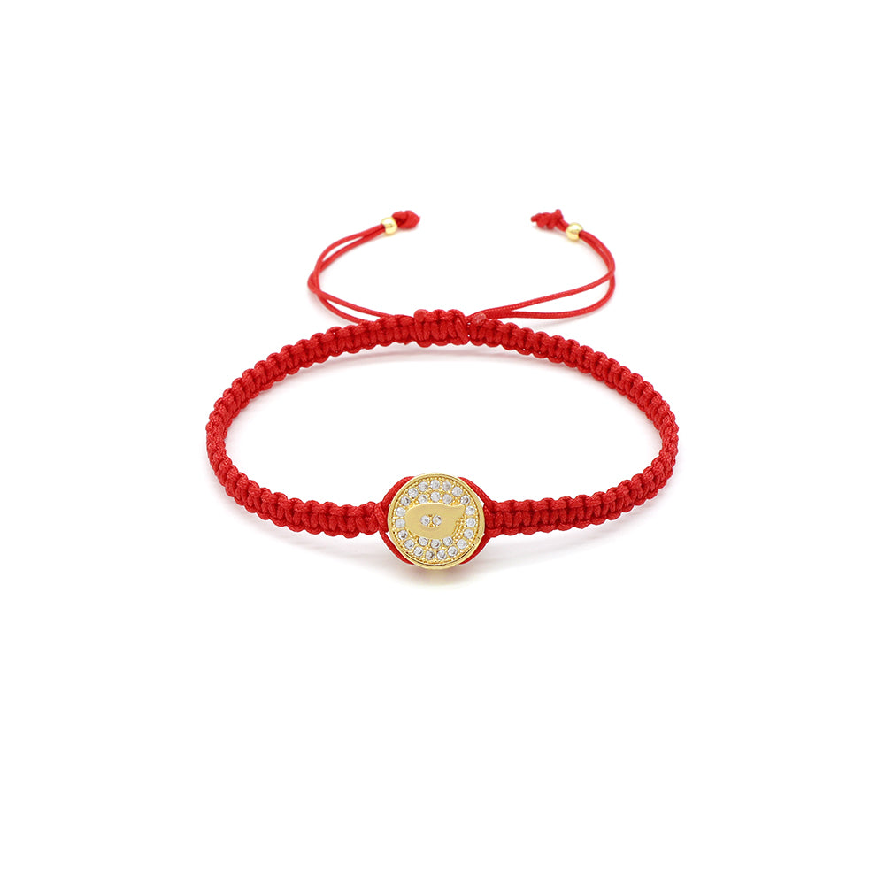 Handmade Customizable Brass Charm Bracelet With Cotton Wire