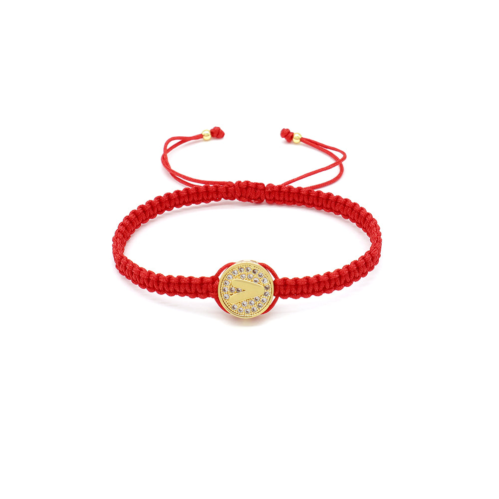 Handmade Customizable Brass Charm Bracelet With Cotton Wire