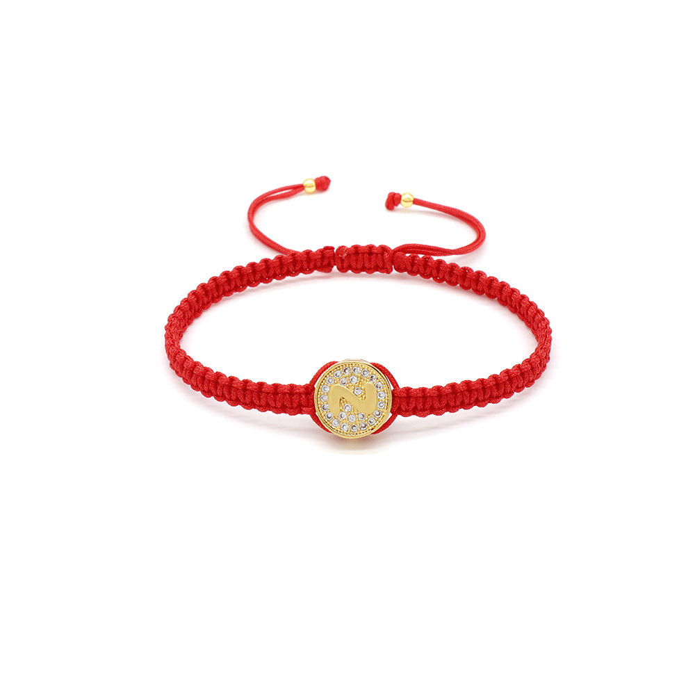 Handmade Customizable Brass Charm Bracelet With Cotton Wire