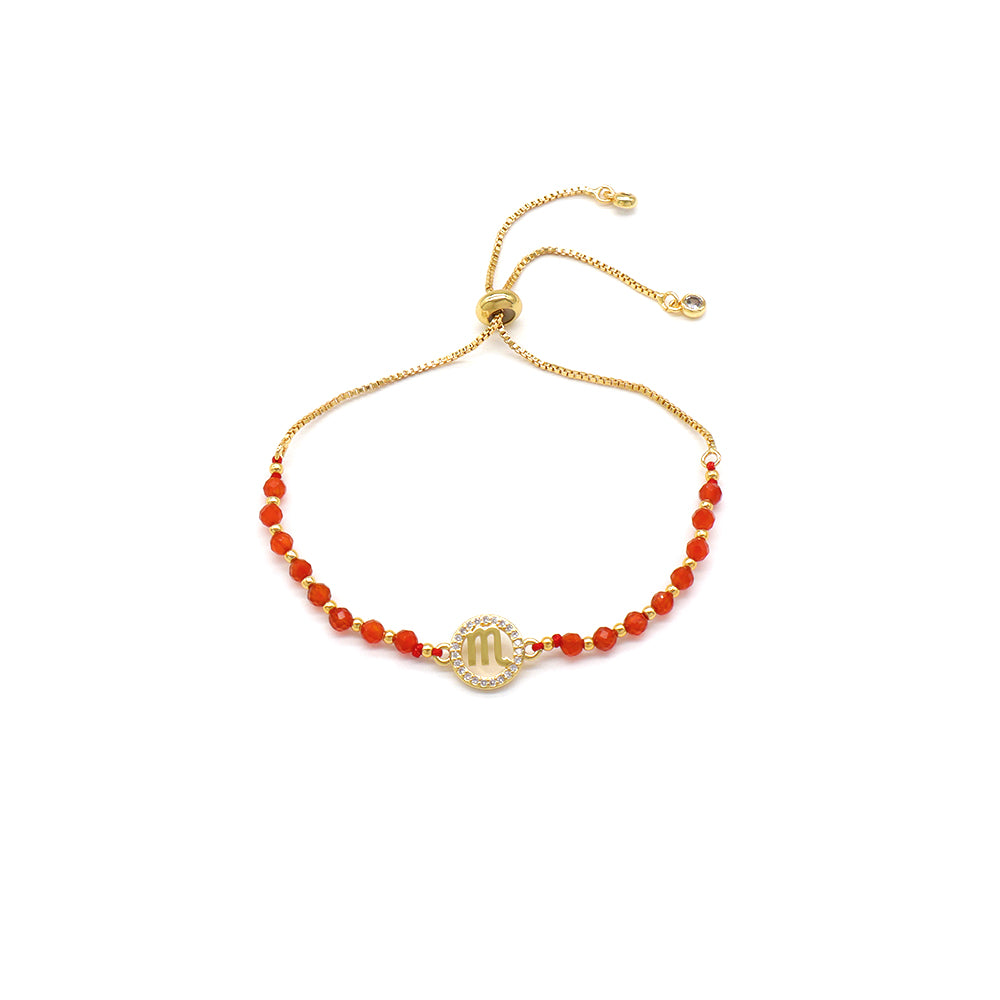 Handmade Customizable Natural Stone Beads Bracelet With Brass Charm