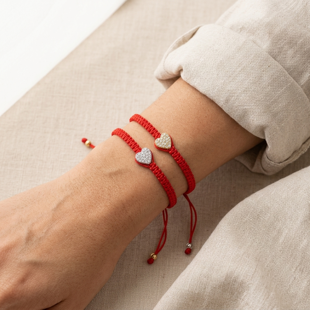 Handmade Customizable Brass Charm Bracelet With Cotton Wire