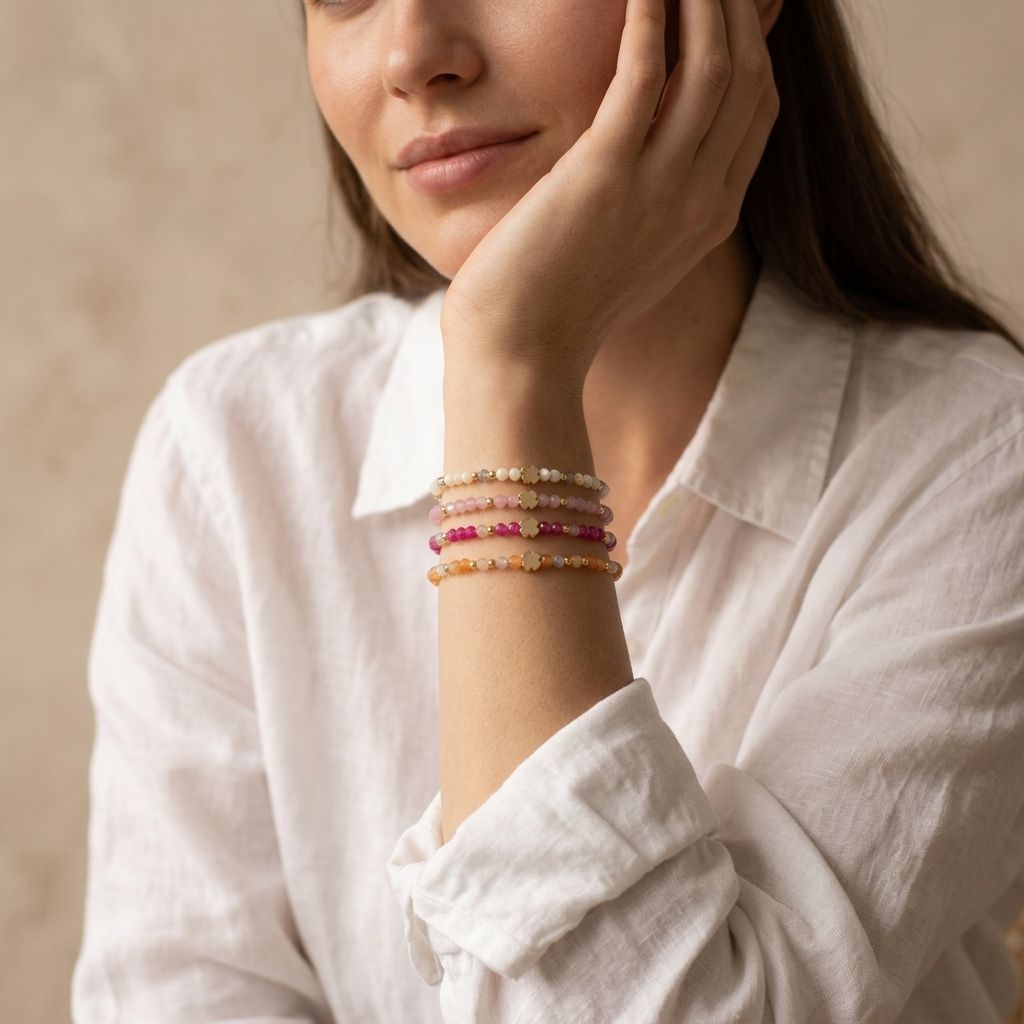 Handmade Customizable Natural Stone With Brass Charm