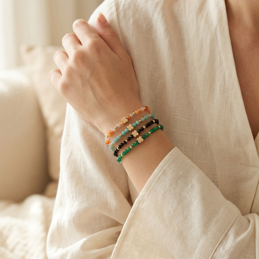 Handmade Customizable Natural Stone With Brass Charm