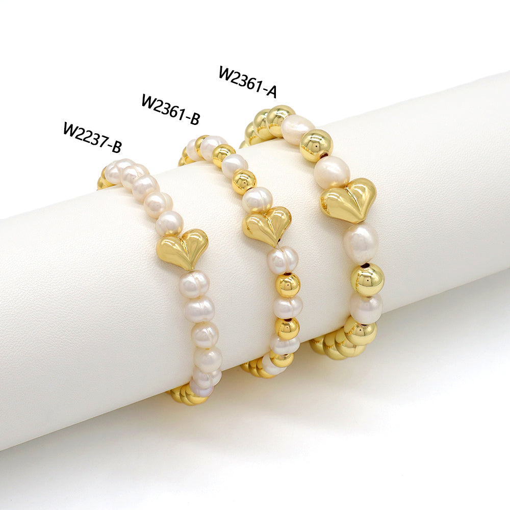 Handmade Customizable Brass Bracelet With Fresh Water Pearl