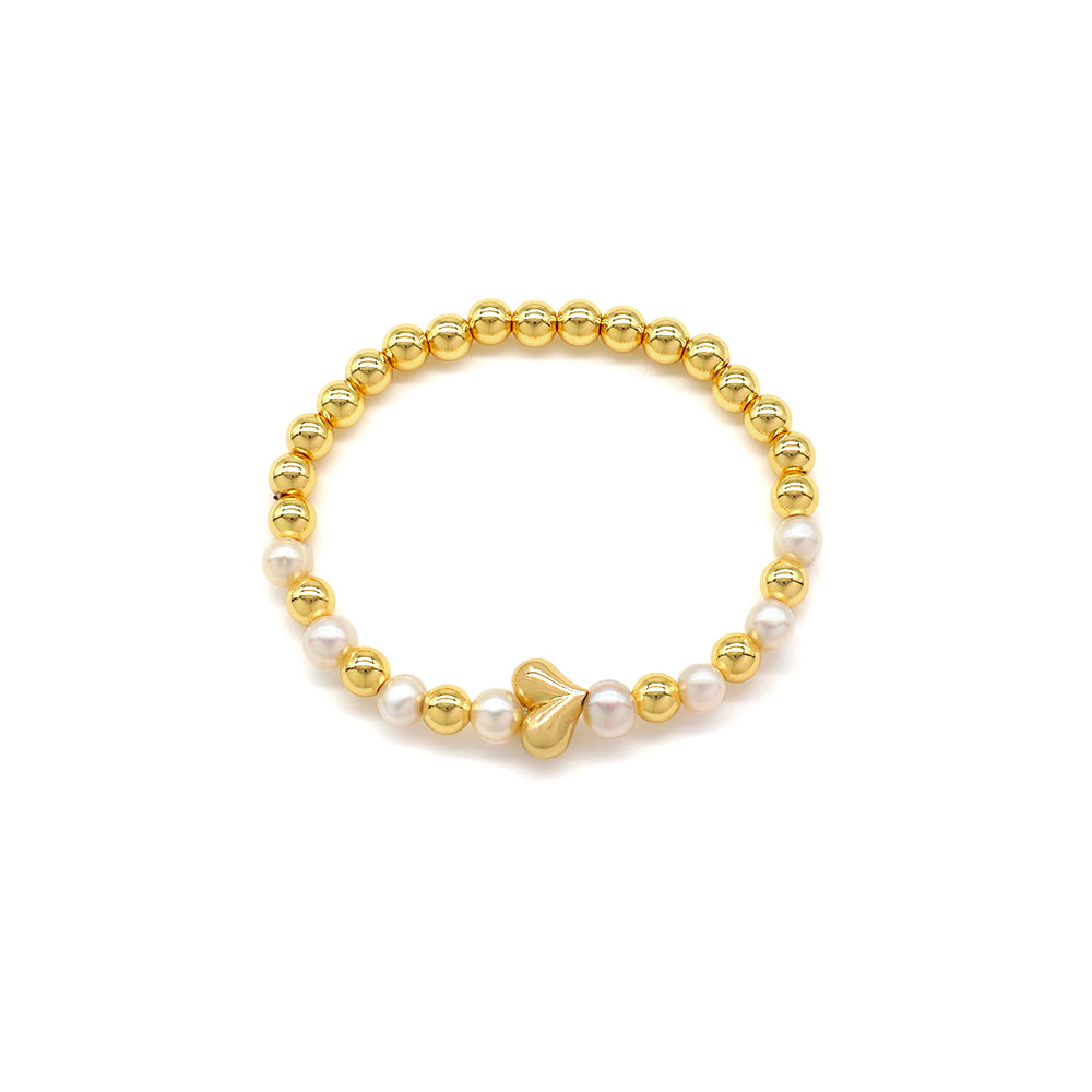 Handmade Customizable Brass Bracelet With Fresh Water Pearl