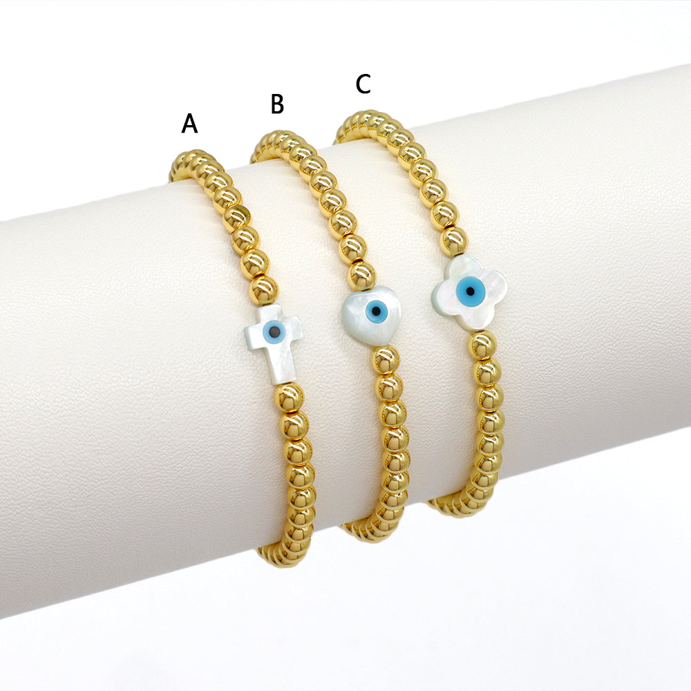 Handmade Customizable Brass Bracelet With Shell Charm